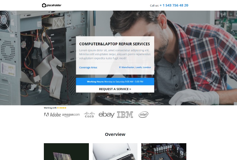 laptop repair services landing page