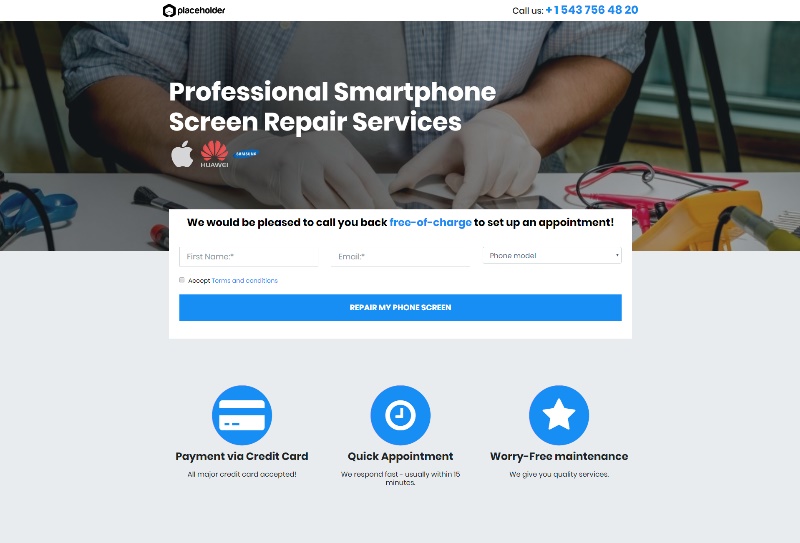 smartphone screen repair template