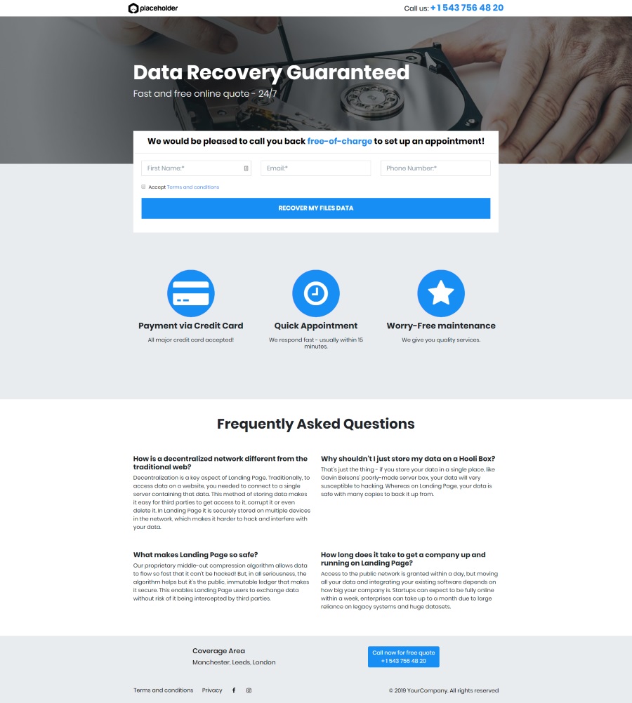data recovery services landing page